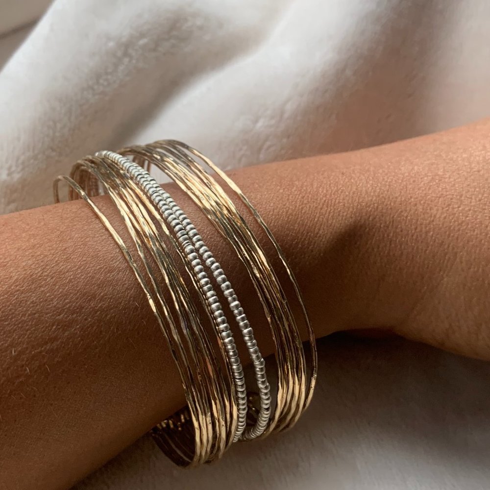 Stella & Dot Gold Silver Bracelet Rhett Cuff